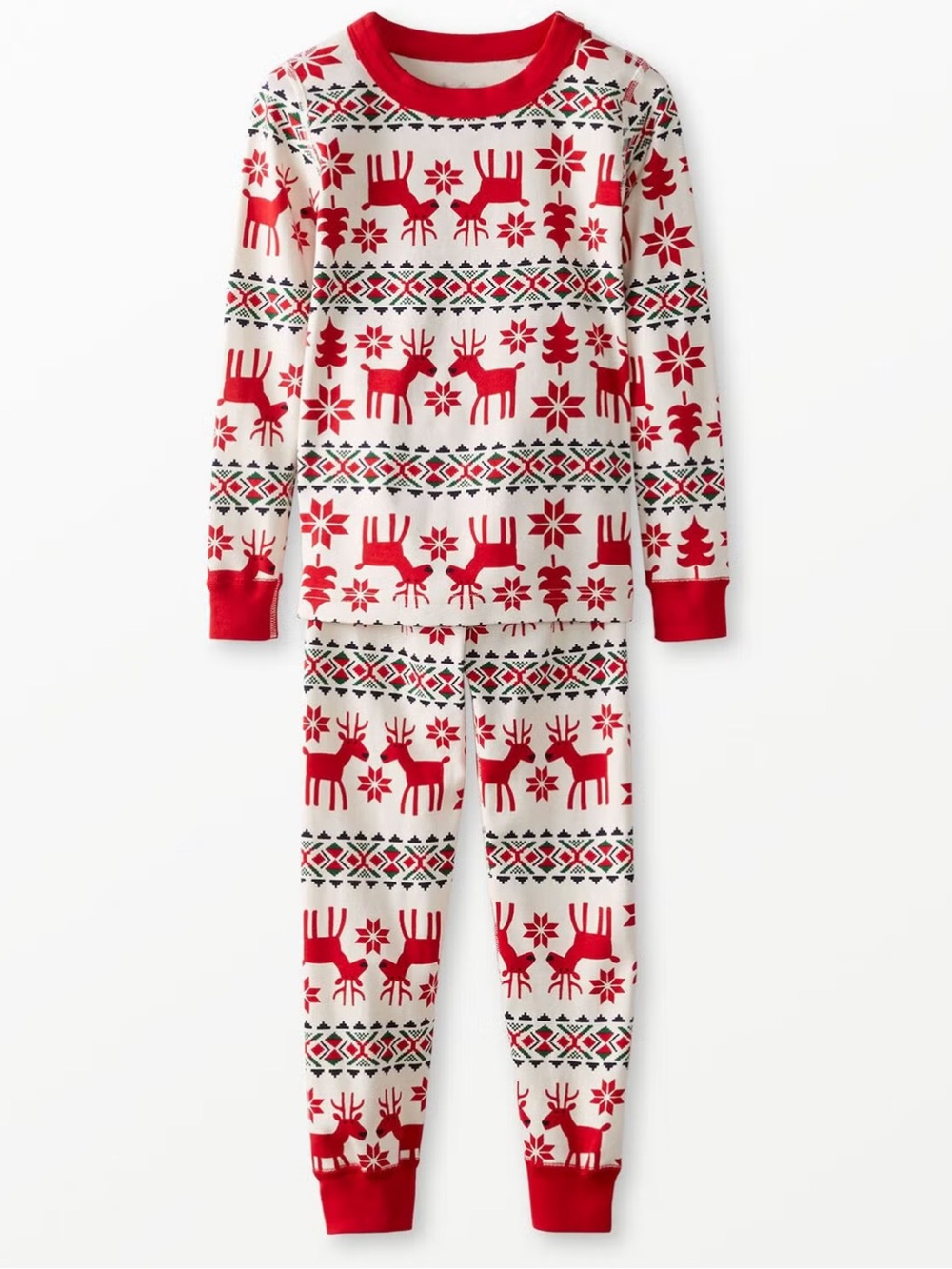 Kids Hanna Andersson Red Reindeer Holiday Pajama Set